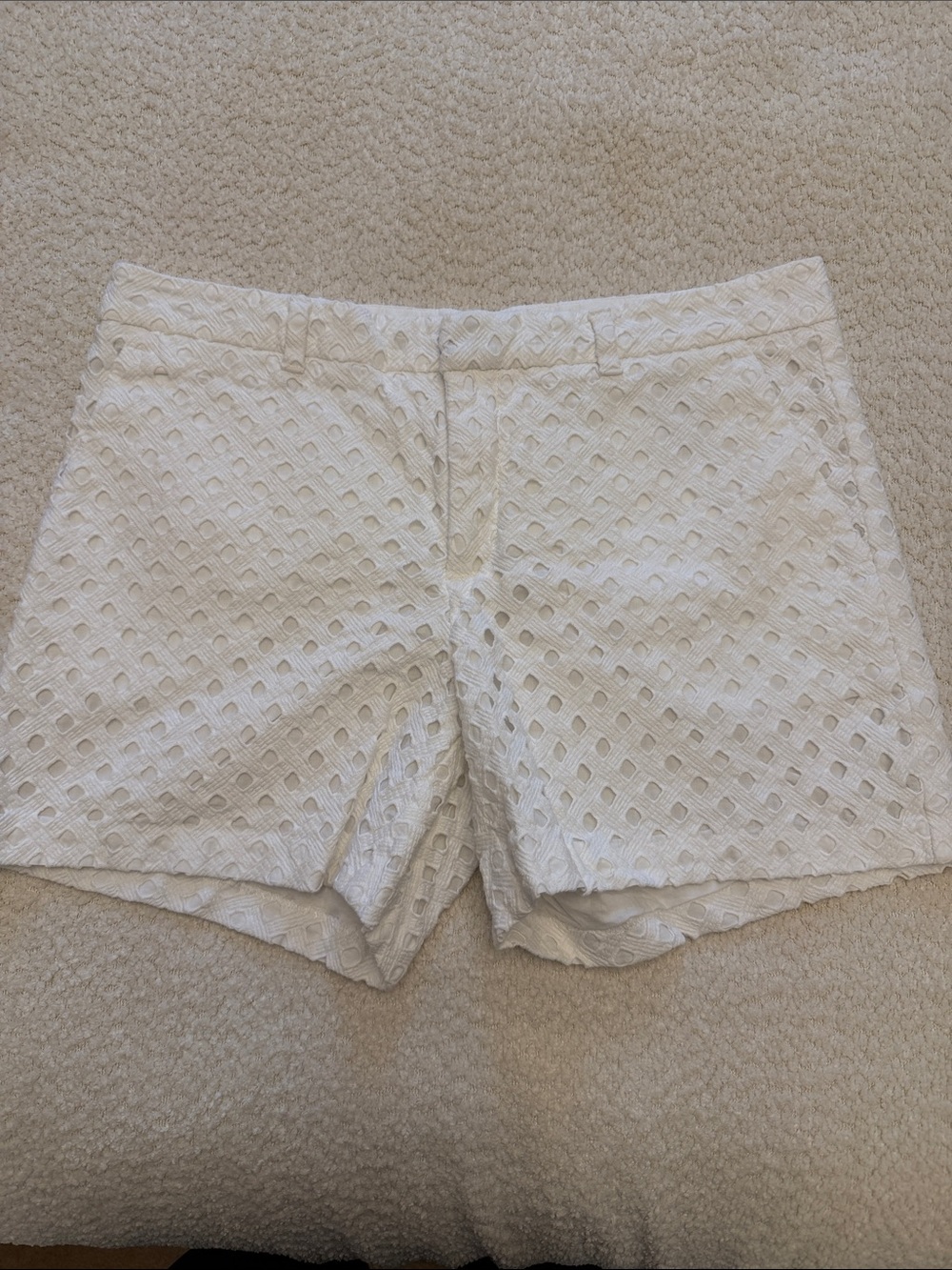 Banana Republic White Eyelet Shorts with Lined Cutouts - 100% Cotton - size 8 - Picture 1 of 9